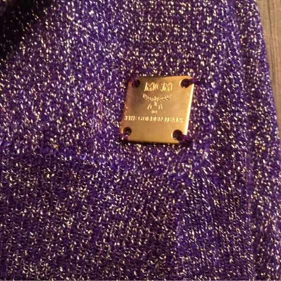 MCM Purple and Gold Sparkle Women's Cardigan US size 6 Made in Italy Wool Blend - Picture 6 of 16